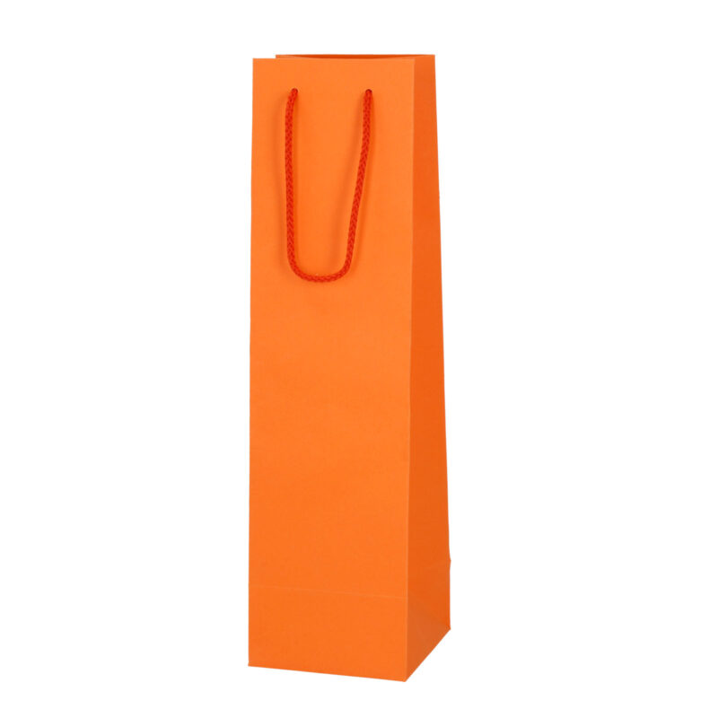 Paper bag for wine bottle in orange colour