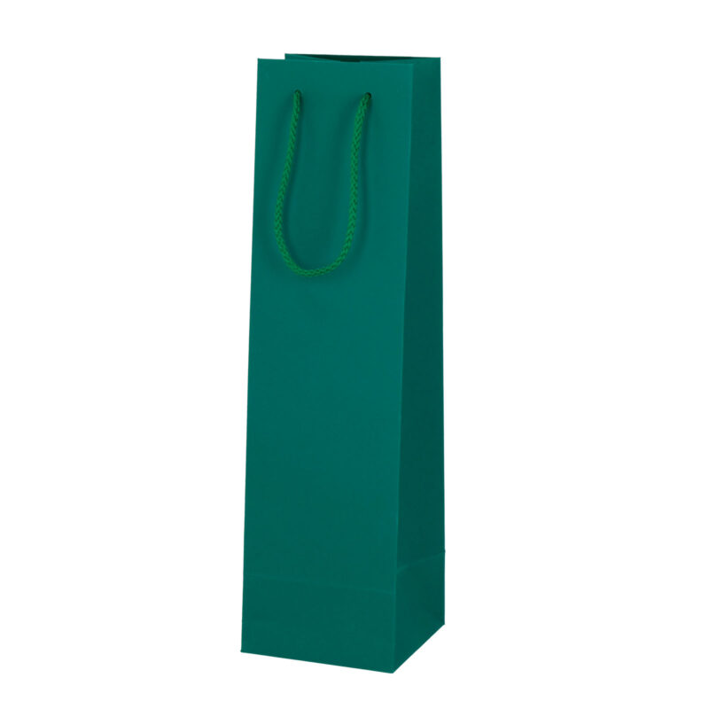 Paper bag for wine bottle in green colour