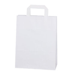 White kraft paper bag, flat handle