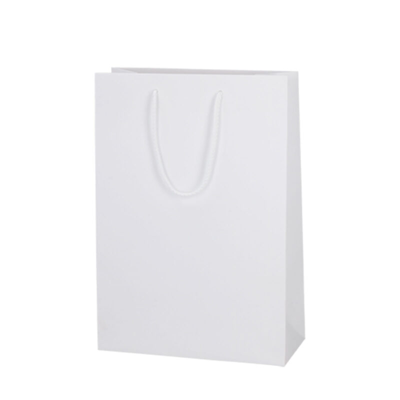White gift bag with textile strings