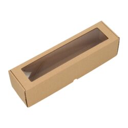 Plastic gift box for wine packaging, 83x83x320 mm, brown corrugated cardboard