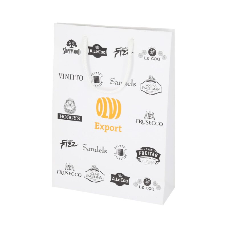 Paper bag with mat laminate, with company logo