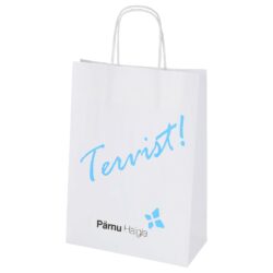 Paper bag with twisted papercord handles white