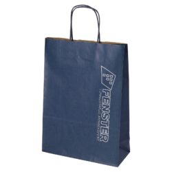 Paper bag with twisted papercord handles blue, 22x10x31 cm