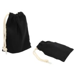 Organic cotton bag with a cord, black colour