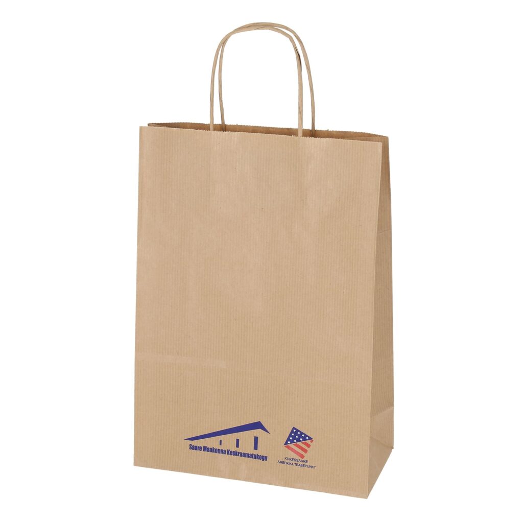 Spiraal pabersangadega pruun paberkott, 22x10x31 cm