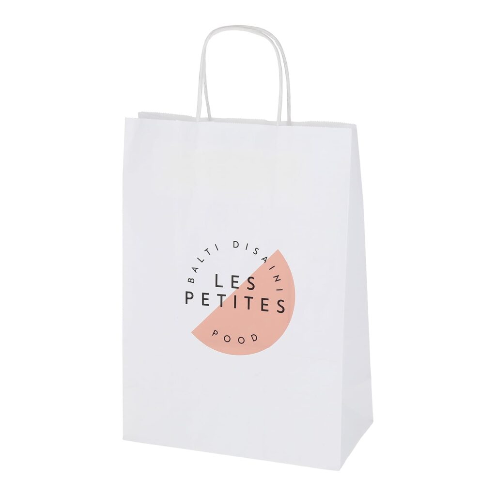 Spiraal pabersangadega valge paberkott 22x10x31 cm