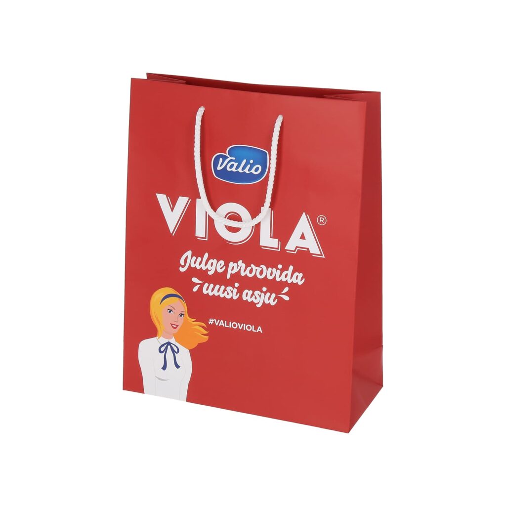 Trükiga kinkekott, nöörist sangad