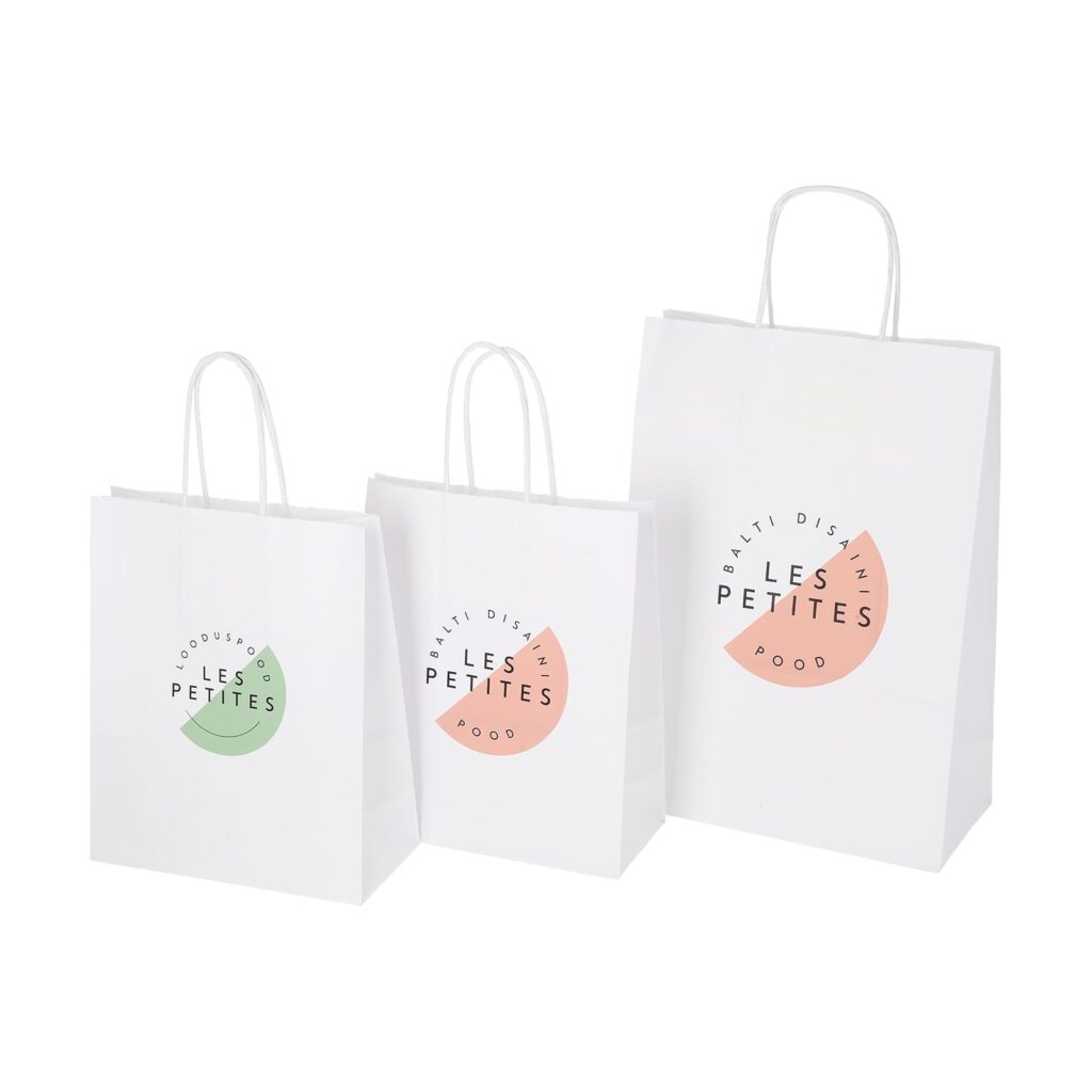 Spiraal pabersangadega valged paberkotid