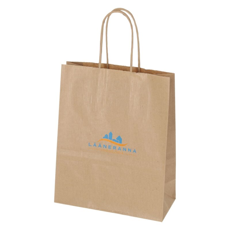 Brown paper bag with twisted papercord handles
