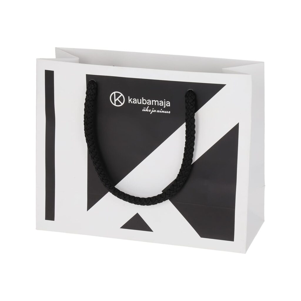 Eritellimusel valmistatud paberkott nööridega, matt laminaat