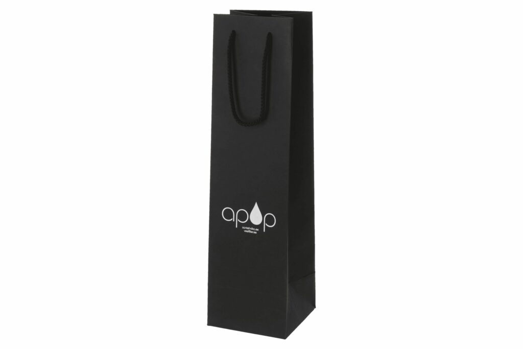 Musta värvi paberkott trükiga, 11x11x40 cm