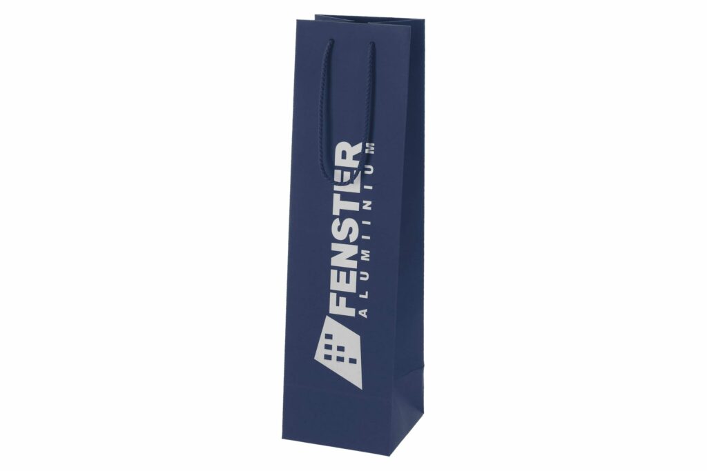 Sinist värvi paberkott pudeli pakendamiseks