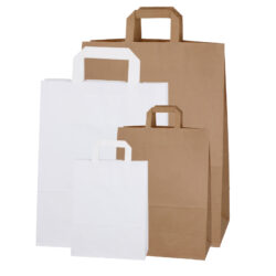 Paper bags with flat paper handles in different sizes