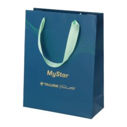 Custom made paper bag with satin ribbon