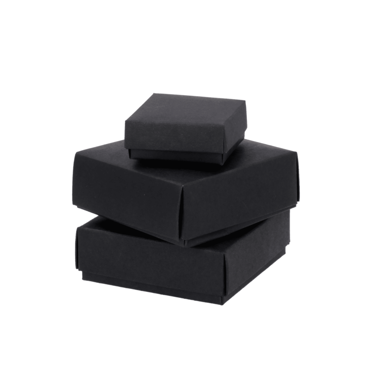 Black gift boxes in different sizes, with a separate lid