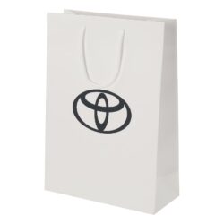 White gift bag, 23x10x33 cm, with company print