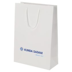 Подарочный пакет белый, 23x10x33 см, с фирменной печатью