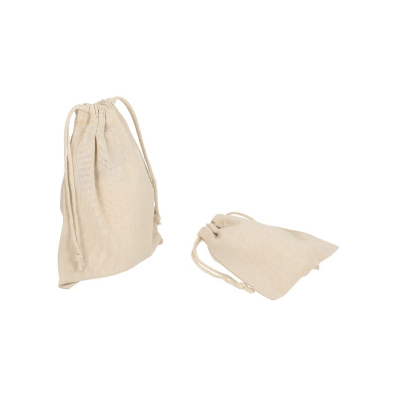Beige recycled cotton drawstring bag